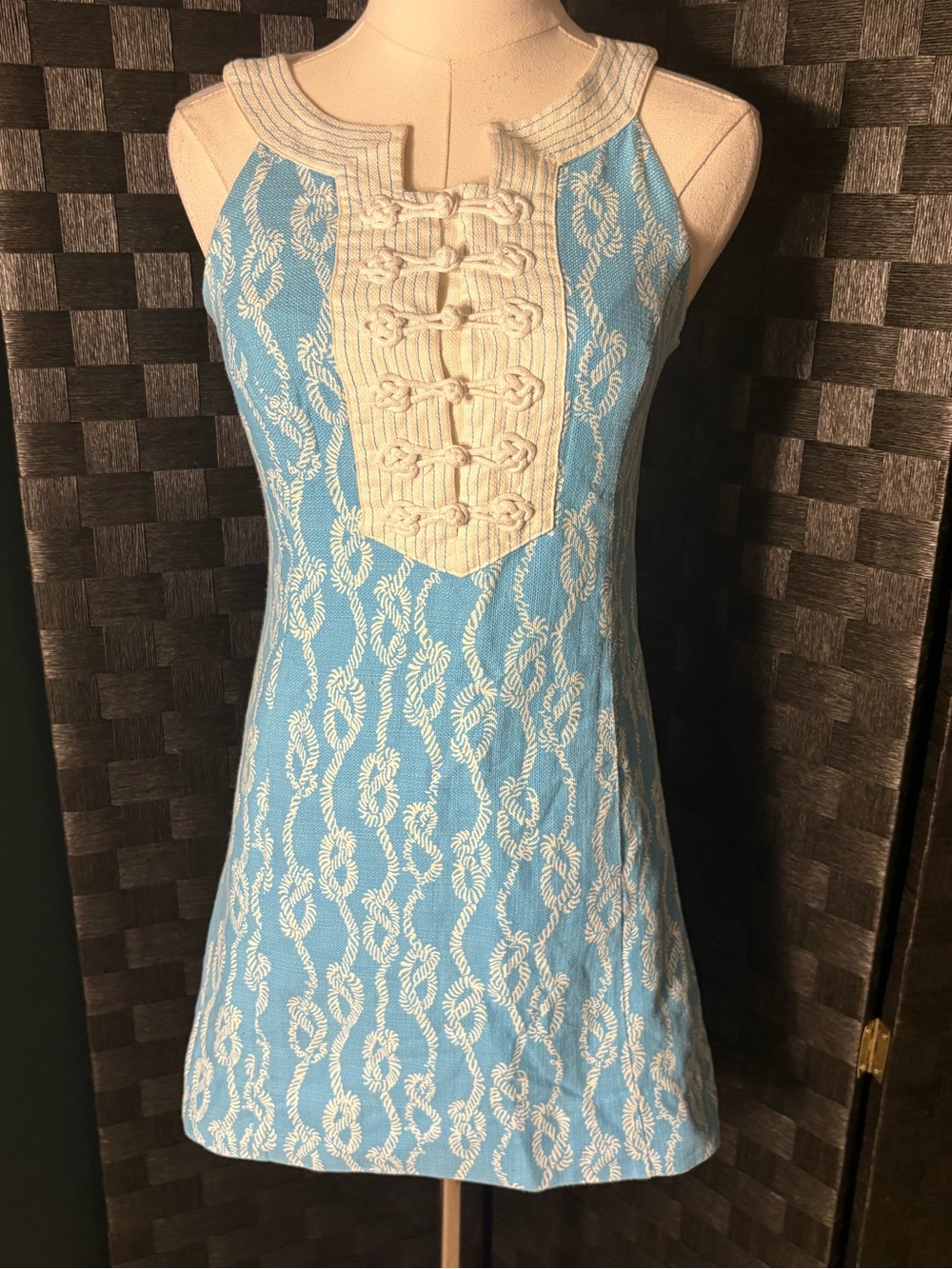 Lilly Pulitzer Seaspray Blue Caroline Nautical Sailor Rope Print Shift